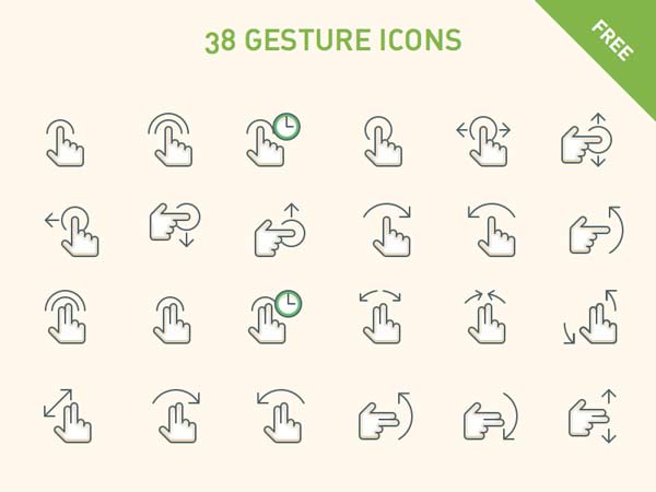 38 Free Gesture Icons 