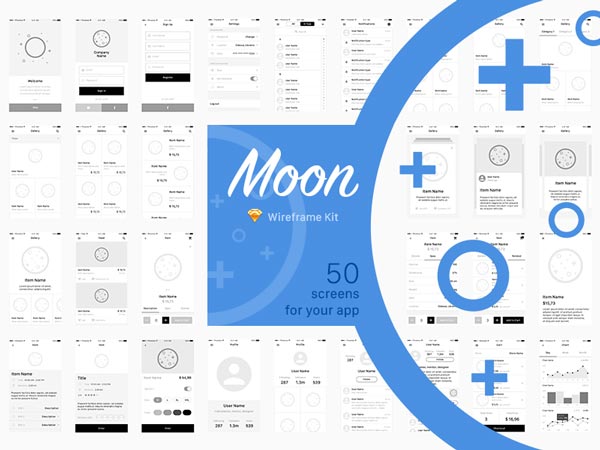 Moon - App Wireframe Kit