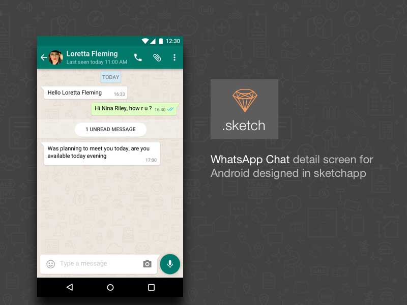 Android WhatsApp Chat UI - Sketch