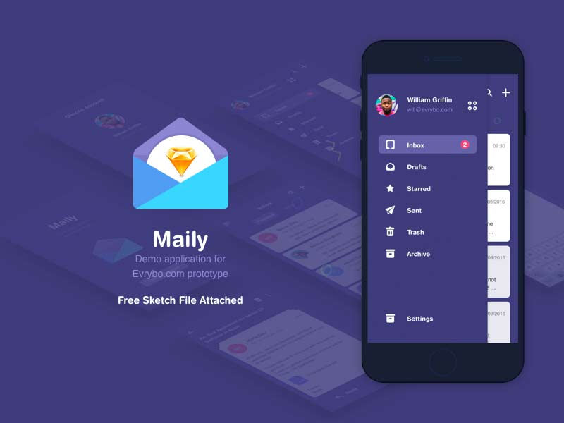 Maily - iOS App UI Kit for Sketch