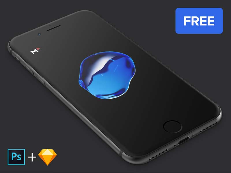 iPhone 7 Black - Free PSD and Sketch Mockup