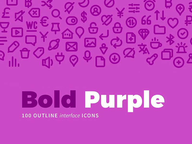 100 Bold Purple Line Icons
