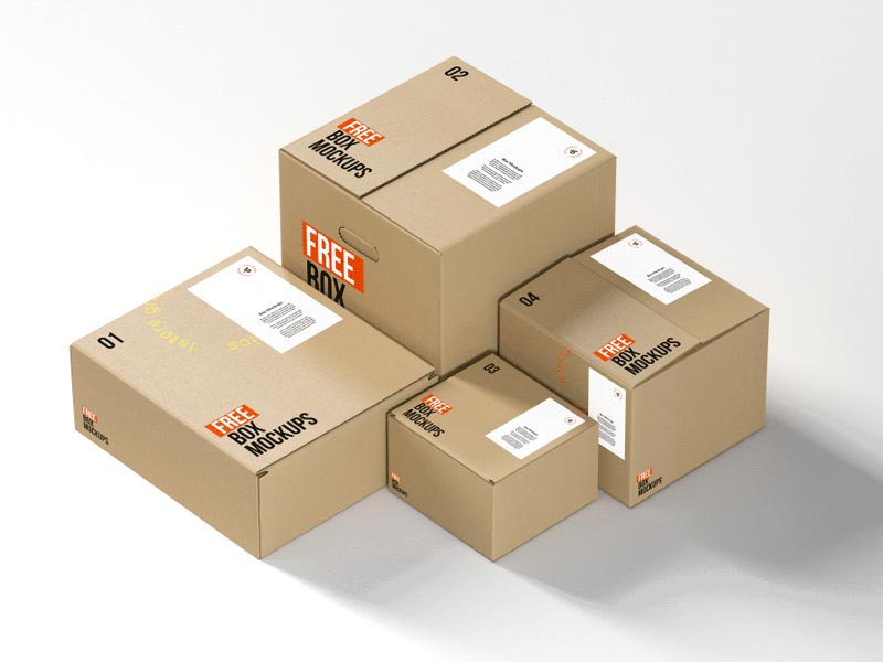 7 Box Mockups - Free PSD