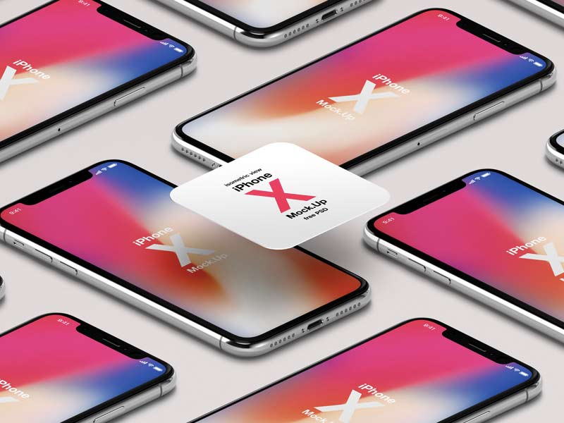 iPhone X - Free Isometric PSD Mockups