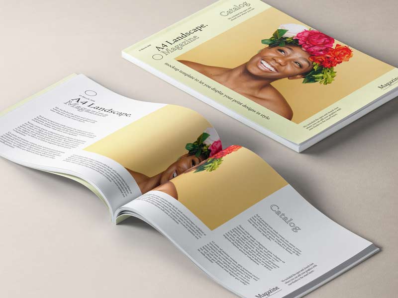 A4 Landscape Magazine PSD Mockup