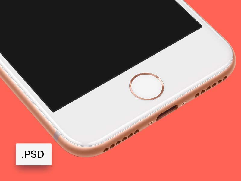 iPhone 8 Gold - Perspective Free PSD Mockup