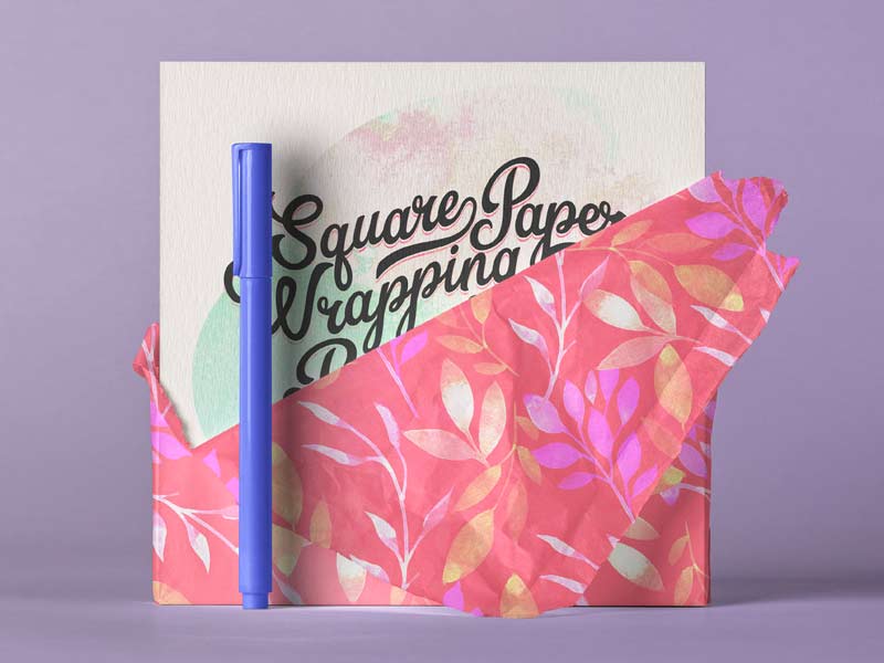 Square Paper Wrapping Free PSD Mockup