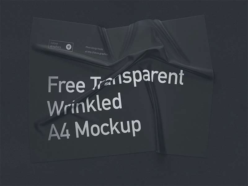 Transparent Wrinkled A4 Mockup