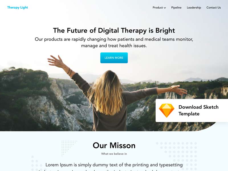 Therapy Landing Page Template for Sketch