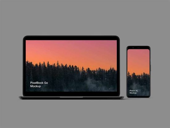 Pixel 4 and PixelBook Go Free Mockup for Sketch, Figma and Photoshop